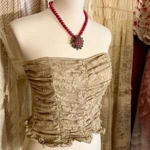 Ruched Lace Tube Top